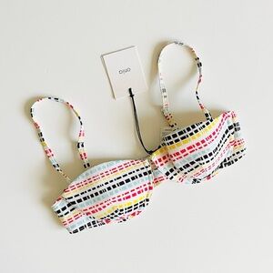 NWT Onia Dalia lined balconet swim top in Ribbon Stripe white